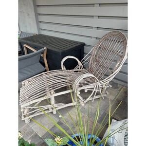 Rustic Bentwood Twig Chaise Lounge Chair Adirondack Style Garden Lounger Natural